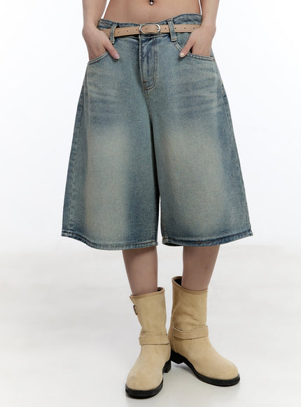 washed-midi-baggy-jorts-cy530 / Blue