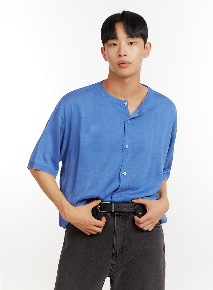 mens-button-knit-shirt-iu426 / Blue