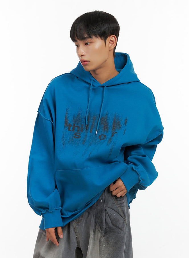 mens-graphic-cotton-hooded-sweatshirt-is419 / Blue