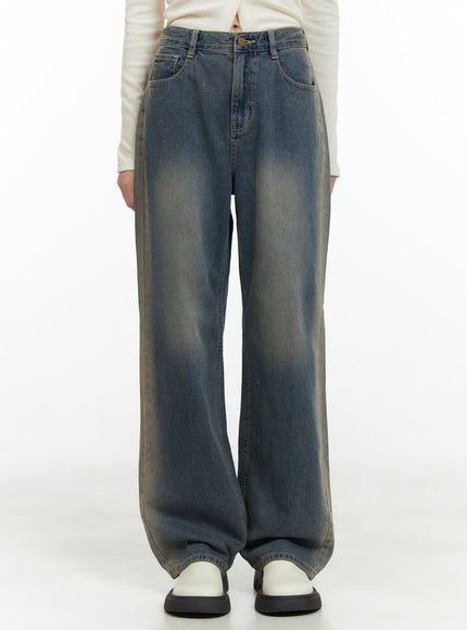 evie-vintage-washed-wide-leg-jeans-cg426 / Blue