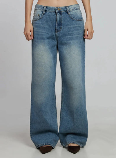 zahra-vintage-washed-wide-jeans-im520 / Blue