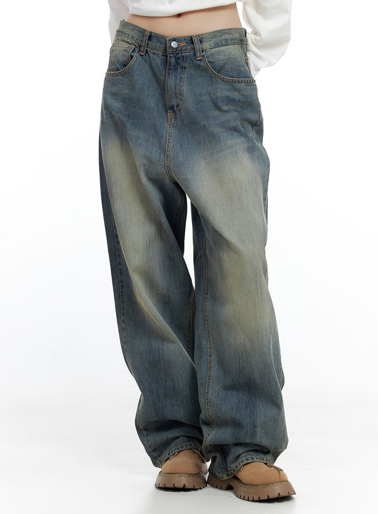 mila-washed-denim-wide-jeans-co425 / Blue