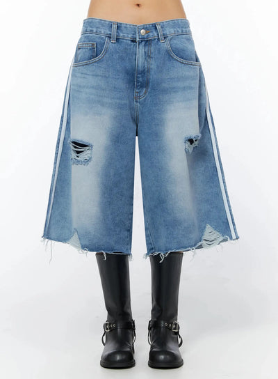 iva-distressed-knee-length-jorts-iu509 / Blue