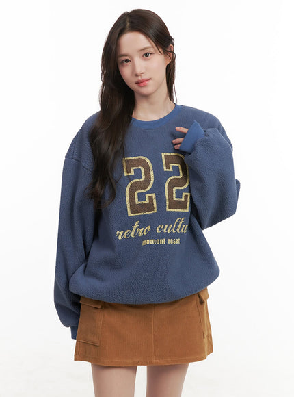 fuzzy-oversized-crew-neck-sweatshirt-ij510 / Blue