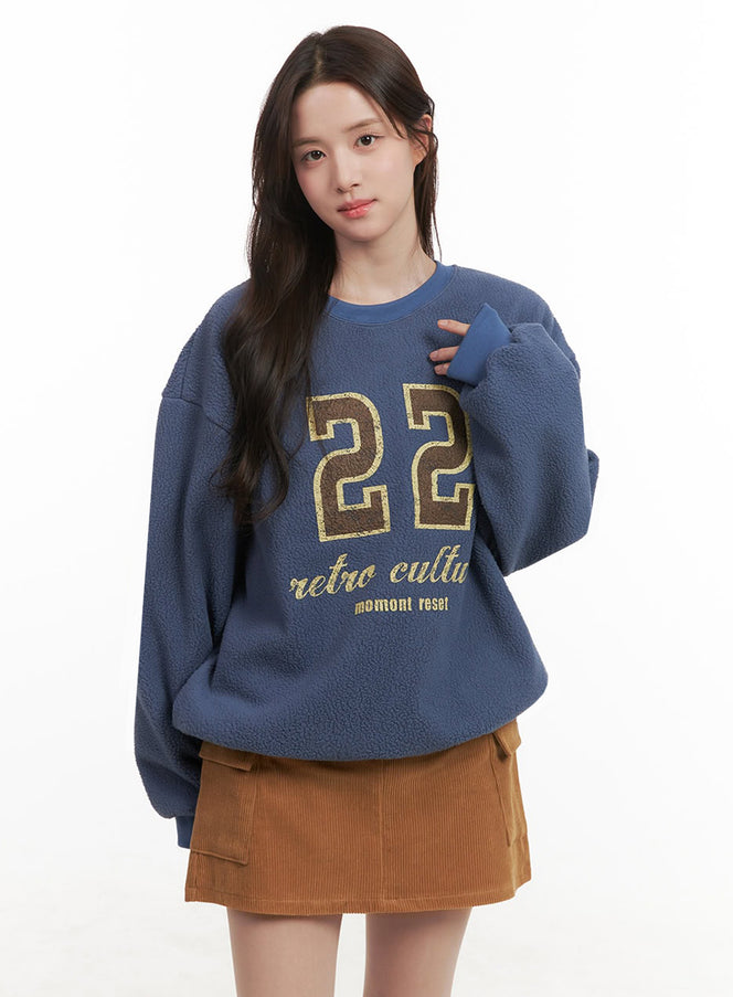 fuzzy-oversized-crew-neck-sweatshirt-ij510 / Blue