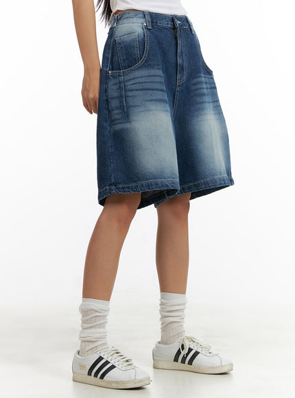 blue-denim-washed-jorts-cu414 / Blue