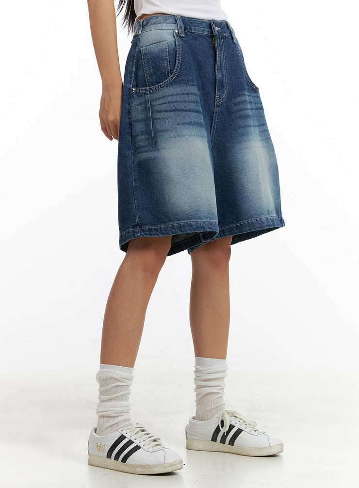 blue-denim-washed-jorts-cu414 / Blue