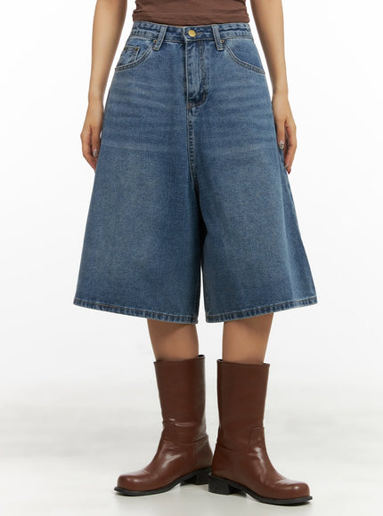 washed-denim-midi-baggy-jorts-cy420 / Blue