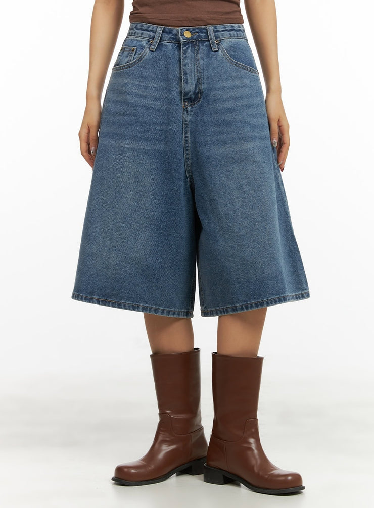 washed-denim-midi-baggy-jorts-cy420 / Blue