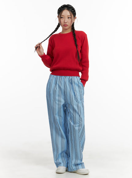 striped-cotton-pocket-pants-om429 / Blue