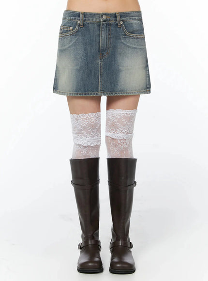 vintage-low-rise-denim-skirt-iu509 / Blue