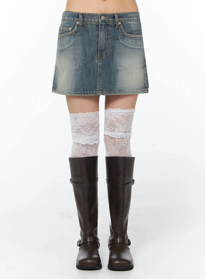 vintage-low-rise-denim-skirt-iu509 / Blue