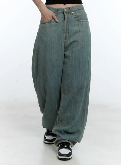 minna-washed-baggy-jeans-cu526 / Blue