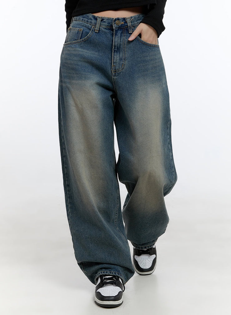 willa-casual-wash-baggy-jeans-cs406 / Blue