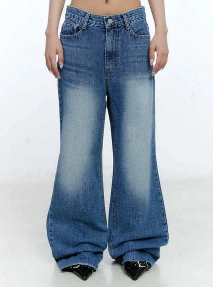 eunbyul-wide-leg-flare-denim-jeans-cl530 / Blue