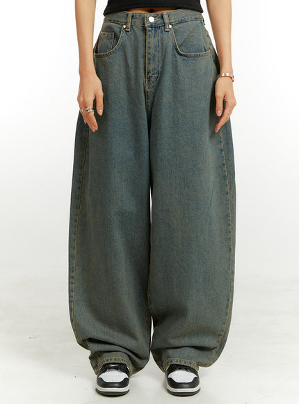 denim-washed-baggy-jeans-cu424 / Blue