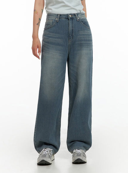 vintage-washed-wide-leg-jeans-cl415 / Blue