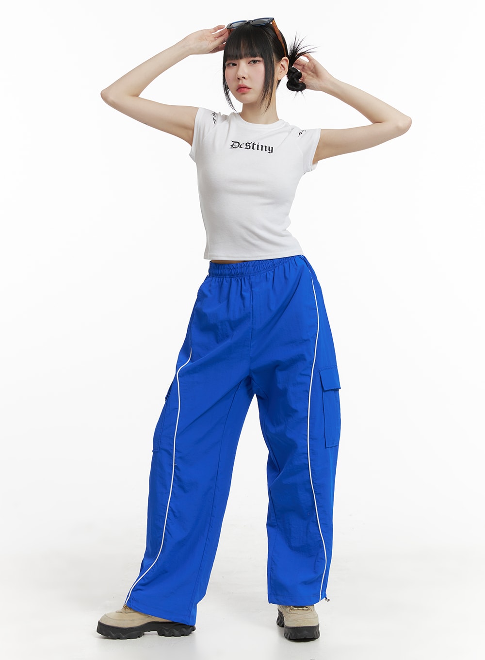 sporty-wide-contrasting-trousers-om426 / Blue