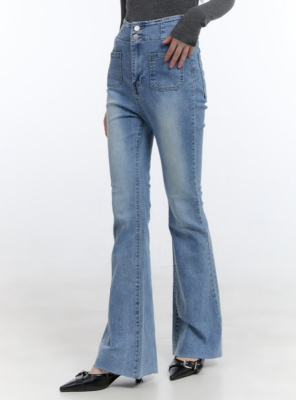 double-buttoned-pocket-bootcut-jeans-cg412 / Blue