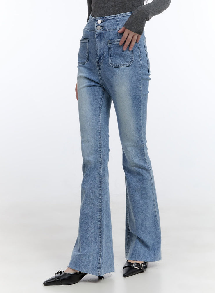 double-buttoned-pocket-bootcut-jeans-cg412 / Blue