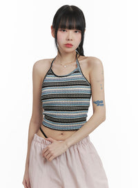 striped-halter-top-om426 / Blue