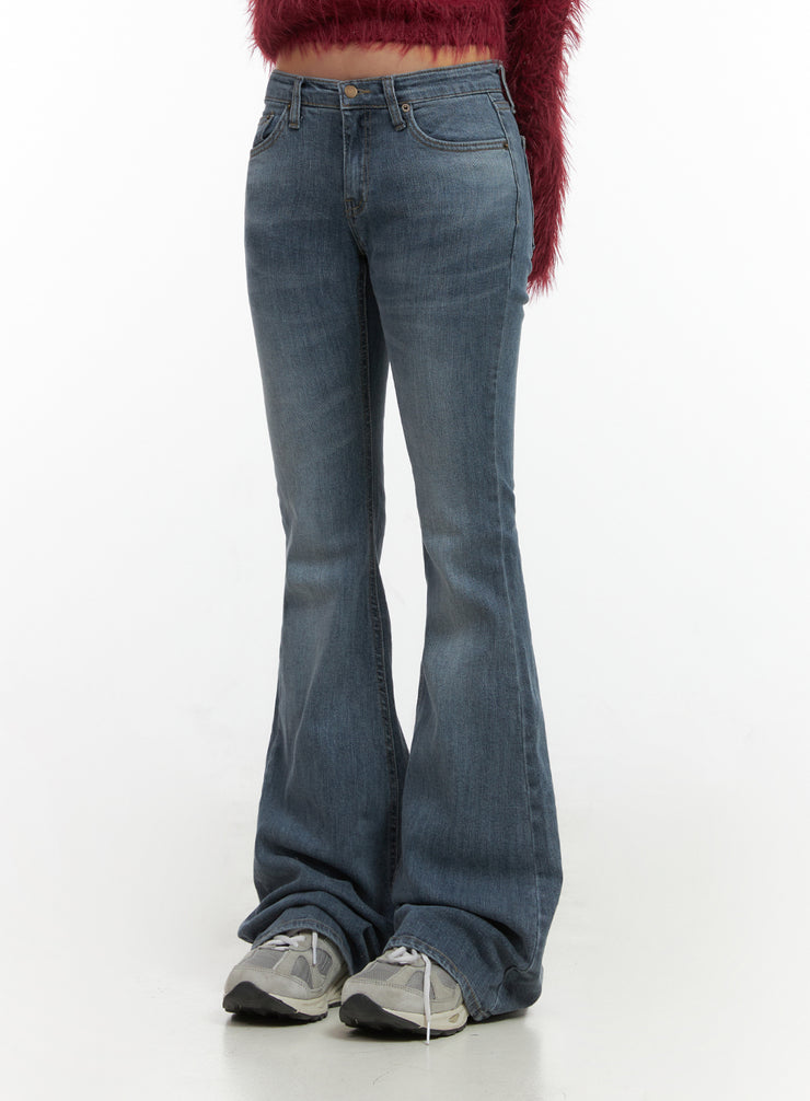 liv-washed-denim-low-waist-bootcut-jeans-co414 / Blue