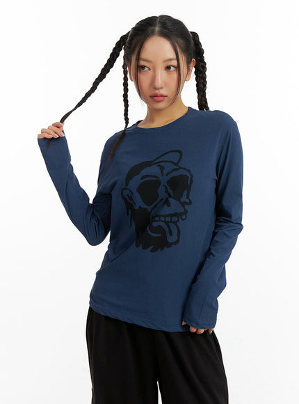 graphic-long-sleeve-top-im405 / Blue