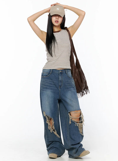 mika-distressed-wide-leg-jeans-cu512 / Blue