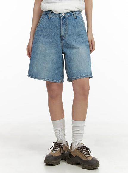 washed-wide-leg-jorts-ca409 / Blue