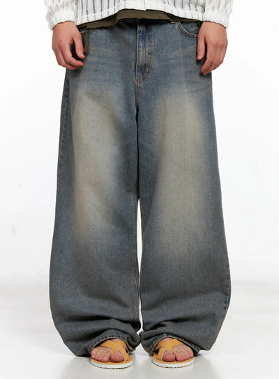 mens-washed-vintage-denim-jeans-ig511 / Blue