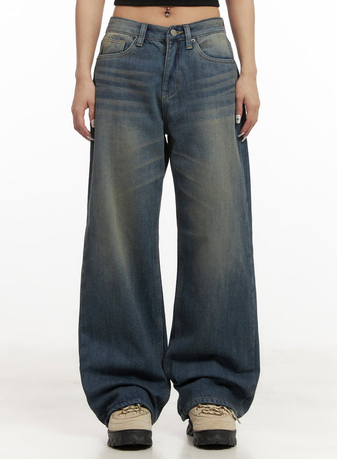 michelle-washed-wide-leg-jeans-cj508 / Blue