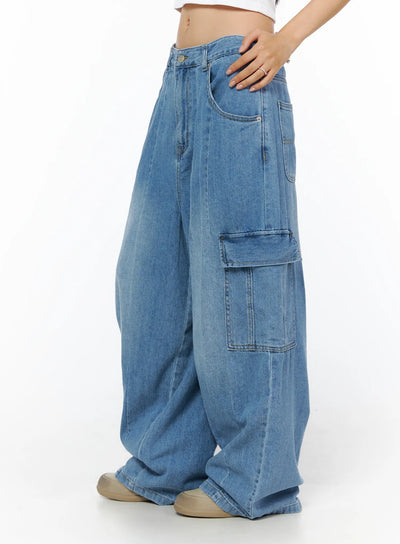 lovelle-wide-leg-cargo-jeans-cu515 / Blue