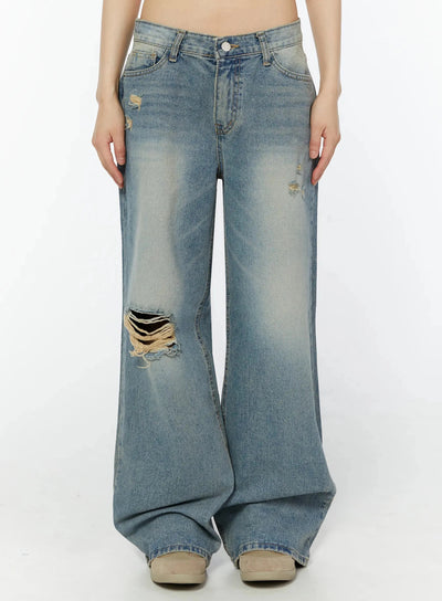 colette-distressed-wide-leg-jeans-iu518 / Blue
