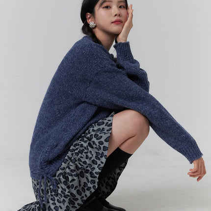 animal-print-ruffle-hem-mini-skirt-oj417 / Blue