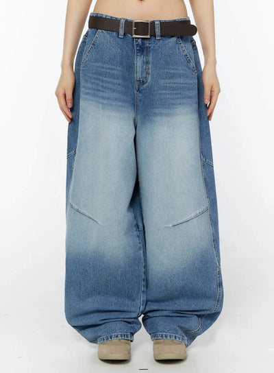 celie-baggy-pin-tuck-jeans-cu515 / Blue