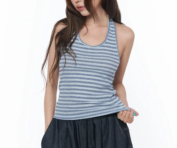 Casual Striped Halter Tank Top CY529 - Casual style | LEWKIN