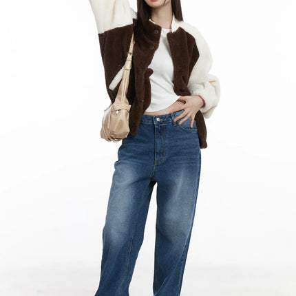 fleeced-varsity-jacket-cj506 / Brown