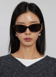 jewel-slim-oval-sunglasses-ij508 / Brown