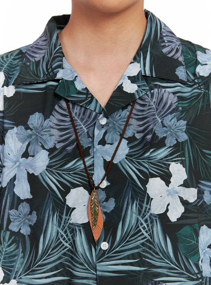 mens-boho-feather-charm-necklace-is510 / Brown