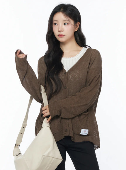 oversized-sheer-cardigan-cy522 / Brown
