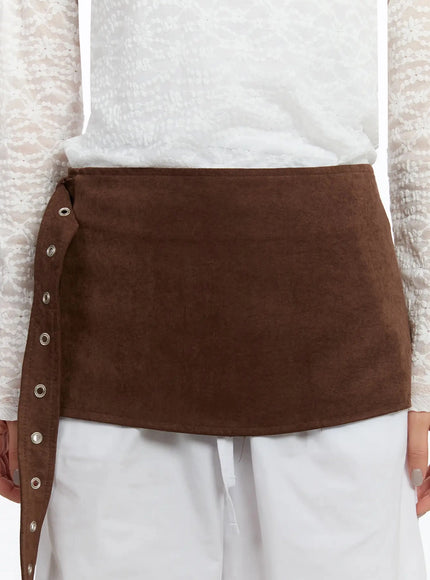suede-wrap-belt-skirt-im509 / Brown