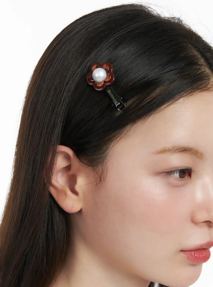 flower-hair-clip-cj512 / Brown
