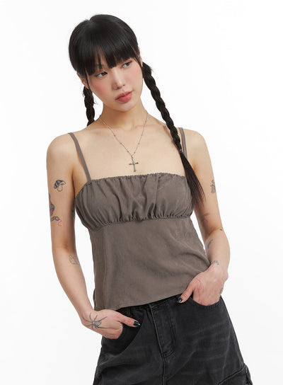 suede-square-neck-cami-top-ij410 / Brown