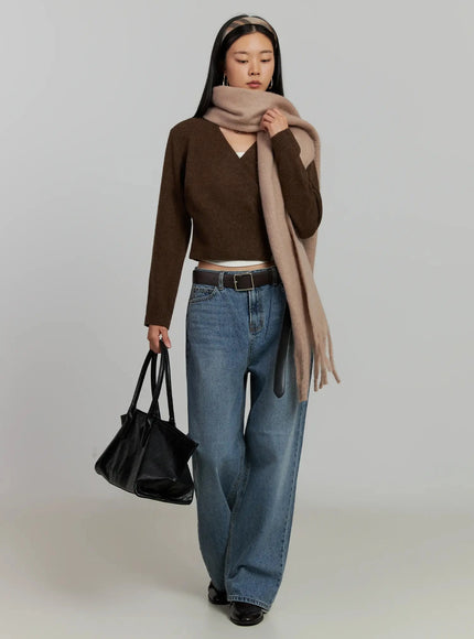 trao-string-wrap-cardigan-ij505 / Brown