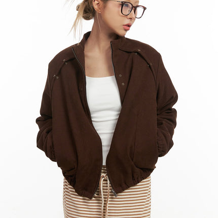 relaxed-fit-suede-jacket-cj508 / dark brown