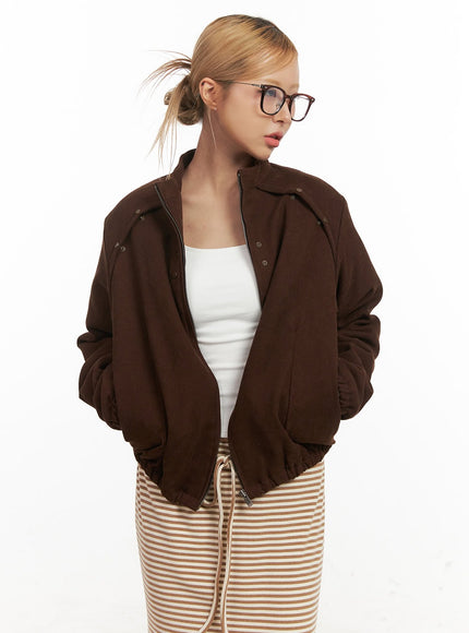 relaxed-fit-suede-jacket-cj508 / dark brown