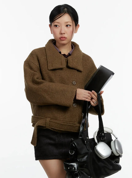 quilted-short-button-up-jacket-id525 / Brown