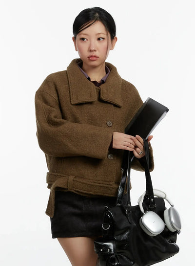 quilted-short-button-up-jacket-id525 / Brown