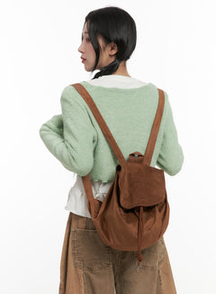 classic-solid-suede-backpack-cd404 / Brown