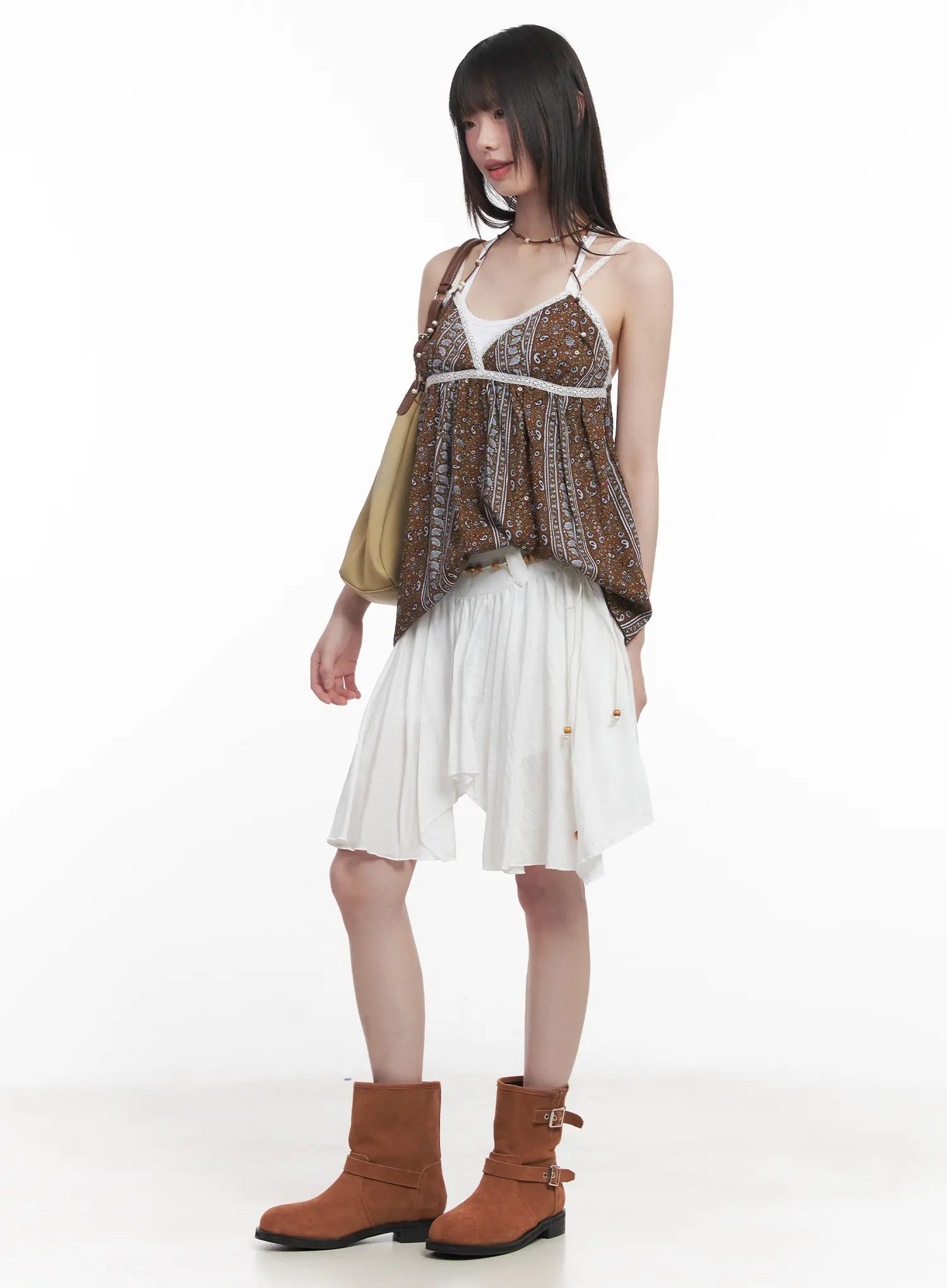 paisley-lace-cami-top-cu518 / Brown